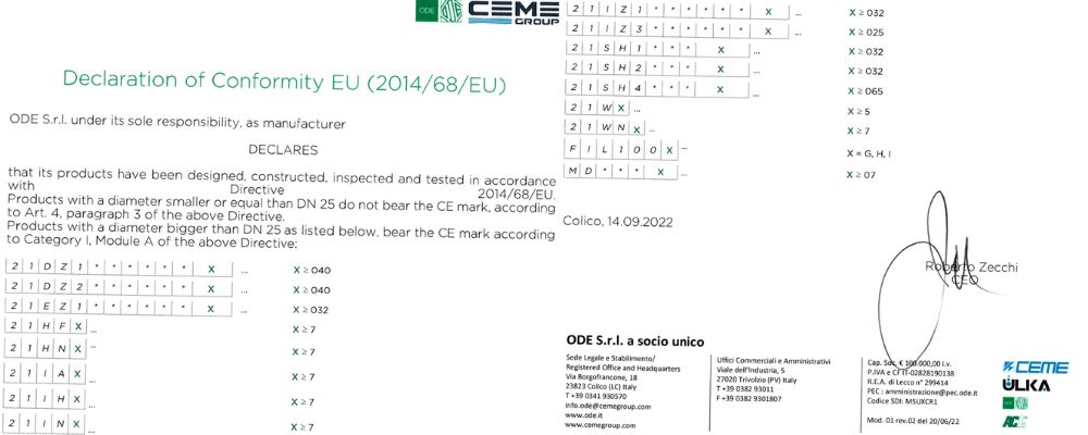 chứng nhận ped 97 23 ce